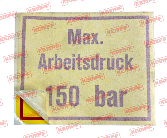 92625 Aufkleber  "max.Arbeitsdruck 150 bar"